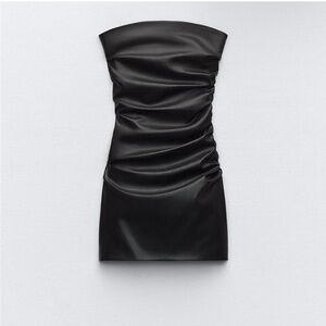 Zara Black Mini Tube Dress Faux Leather
